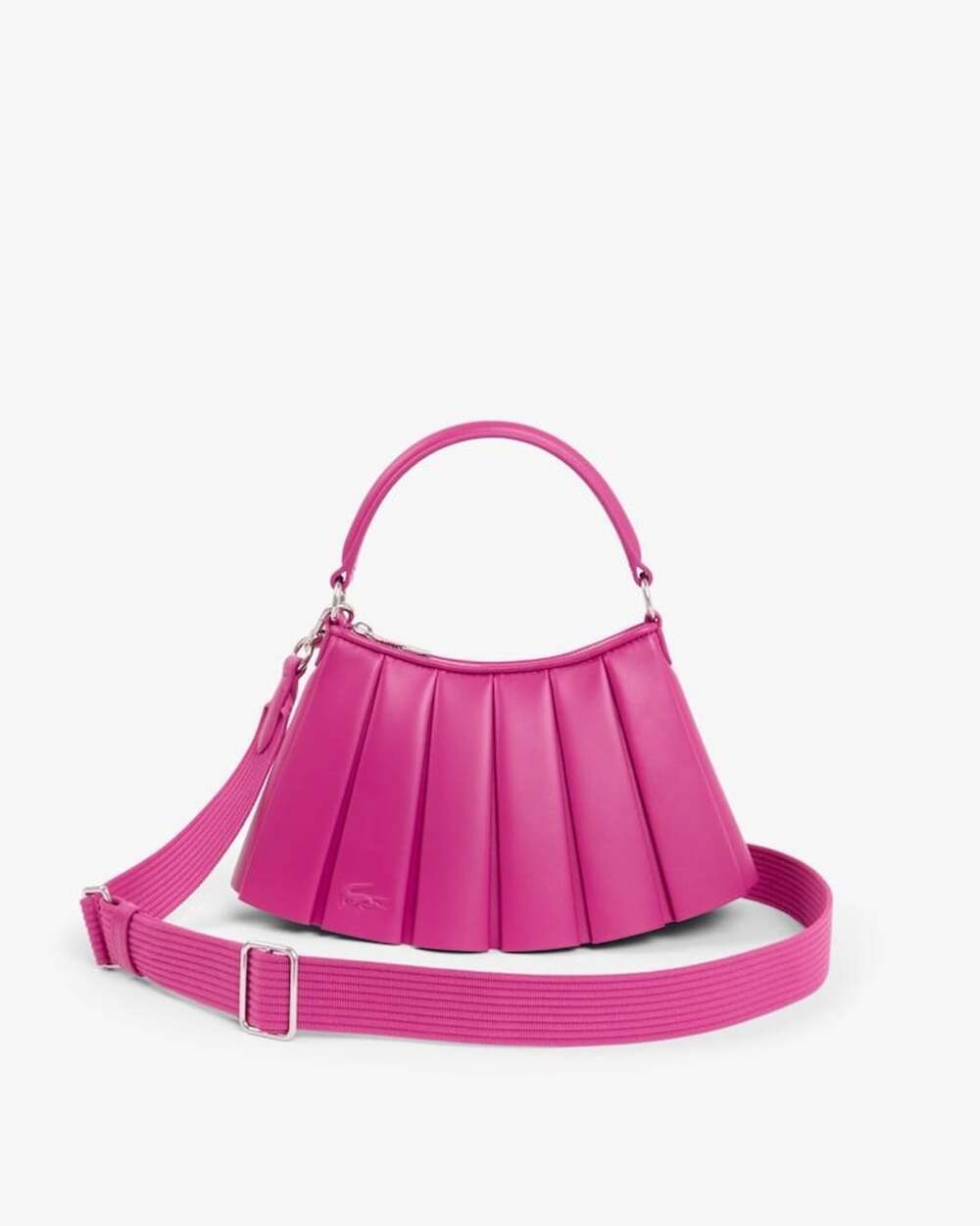 Lacoste Small Lenglen Leather Bag Pink Pleated Shoulder Bag  NWT